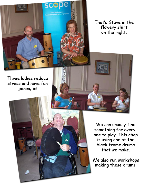 Drumming workshop for Scope - We have instruments for almost everyone to play!